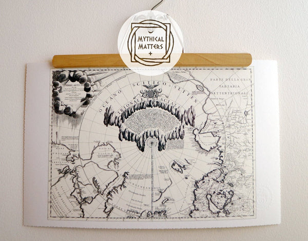 Antique Map Print of the Northern Lights and the Arctic