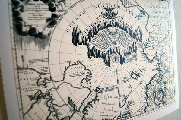 Antique Map Print of the Northern Lights and the Arctic