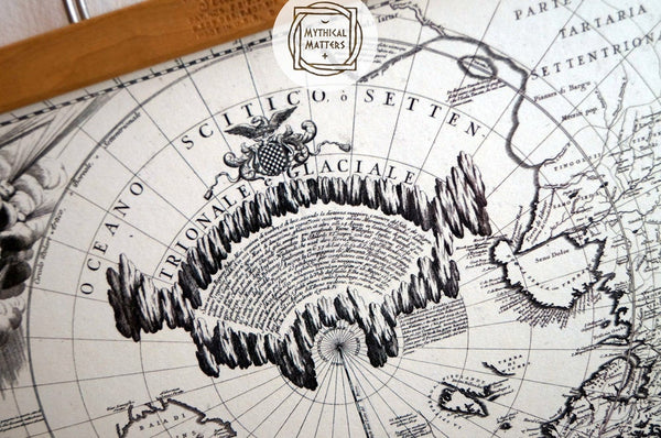 Antique Map Print of the Northern Lights and the Arctic