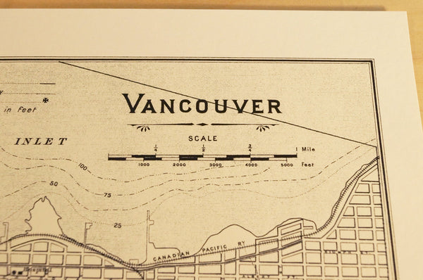 Antique Map Print of Vancouver, British Columbia