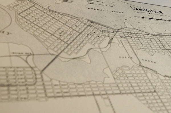 Antique Map Print of Vancouver, British Columbia