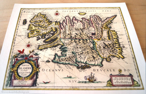 Antique Map Print of Iceland