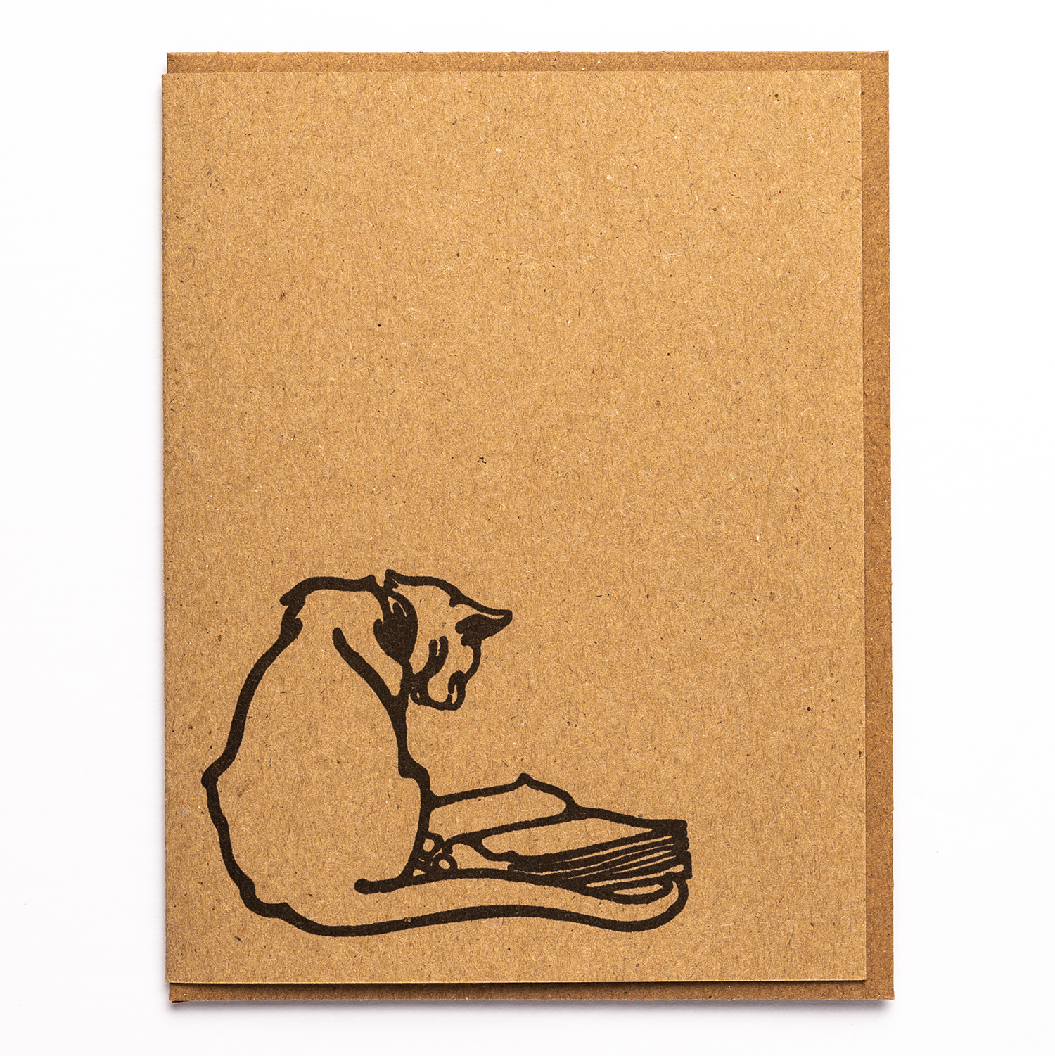 Reading Cat Kraft Paper Card