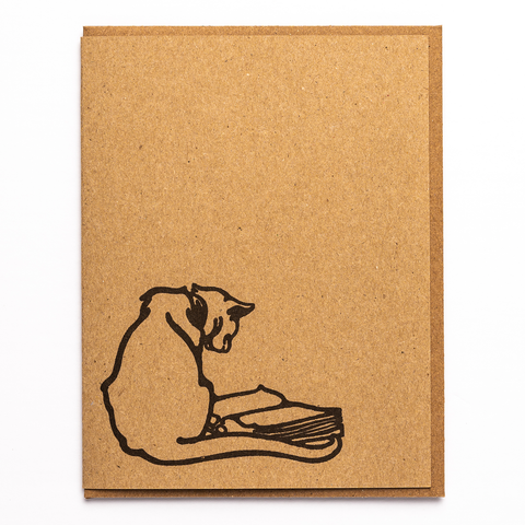 Reading Cat Kraft Paper Card