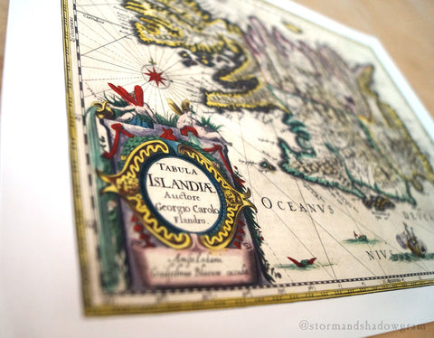 Antique Map Print of Iceland