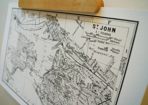 Antique Map Print of St. John Harbour, New Brunswick, Canada