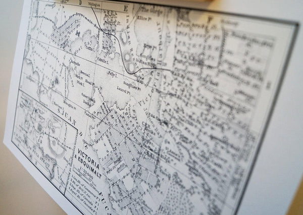 Antique Map Print of Victoria & Esquimalt