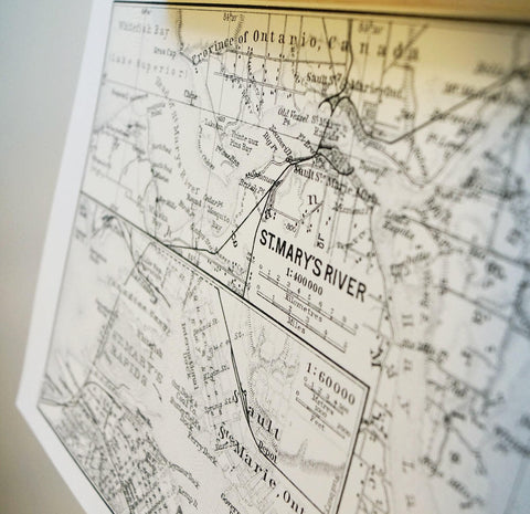 Antique Map of St. Mary's River, Ontario