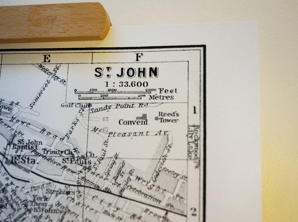 Antique Map Print of St. John Harbour, New Brunswick, Canada