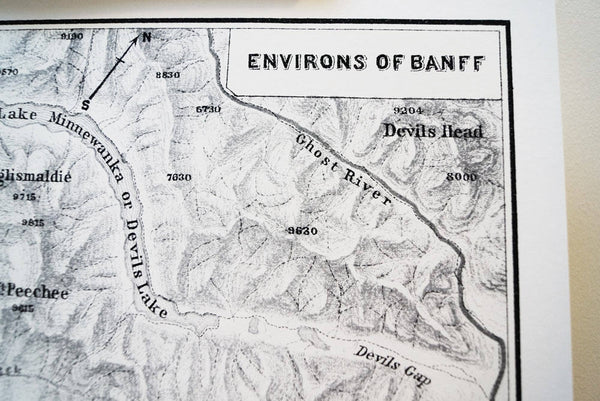 Antique Map Print of the Environs of Banff, Alberta, Canada