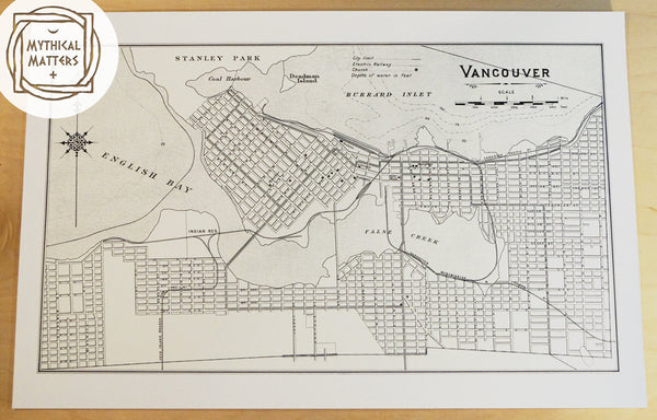 Antique Map Print of Vancouver, British Columbia