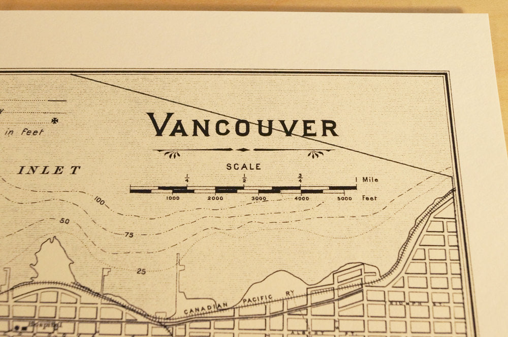 Antique Map Print of Vancouver, British Columbia