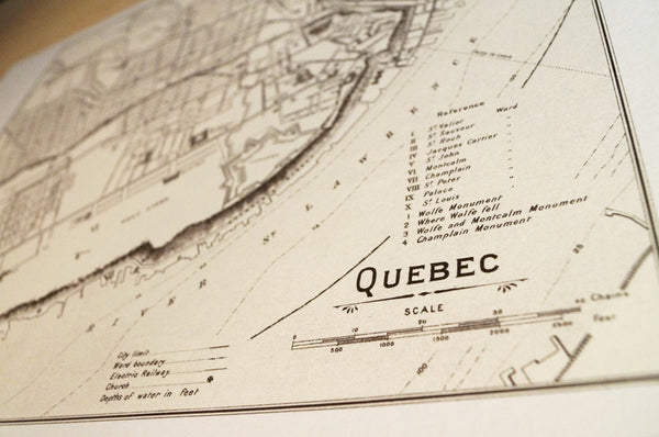 Antique Map Print of Quebec City