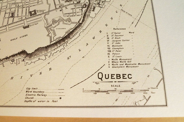 Antique Map Print of Quebec City