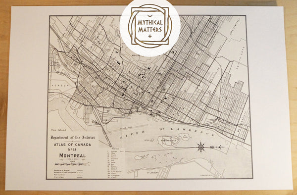 Antique Map Print of Montreal, Canada
