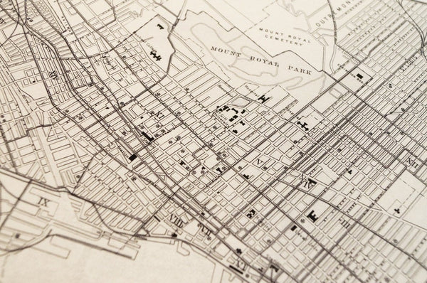 Antique Map Print of Montreal, Canada