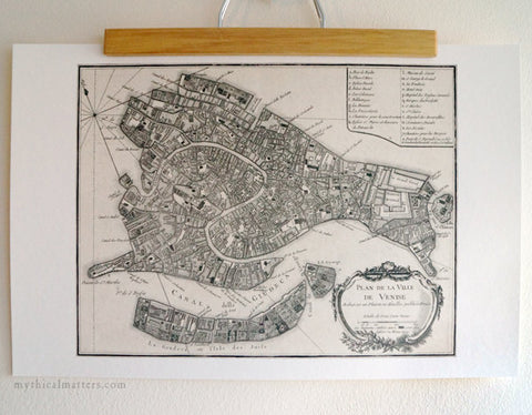 Antique Map Print of Venice